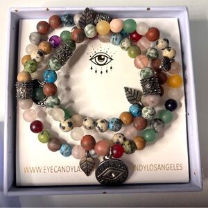 Eye Candy Multicolored Beaded Bracelet W Charms